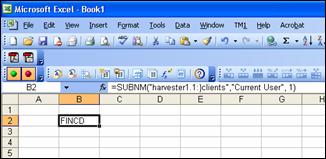 TM1 username in Excel spreadsheet